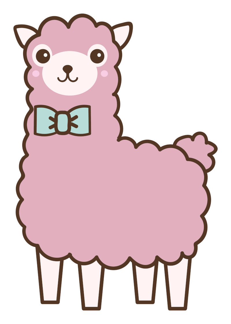 Pink Alpaca Cool Cartoon Drawing